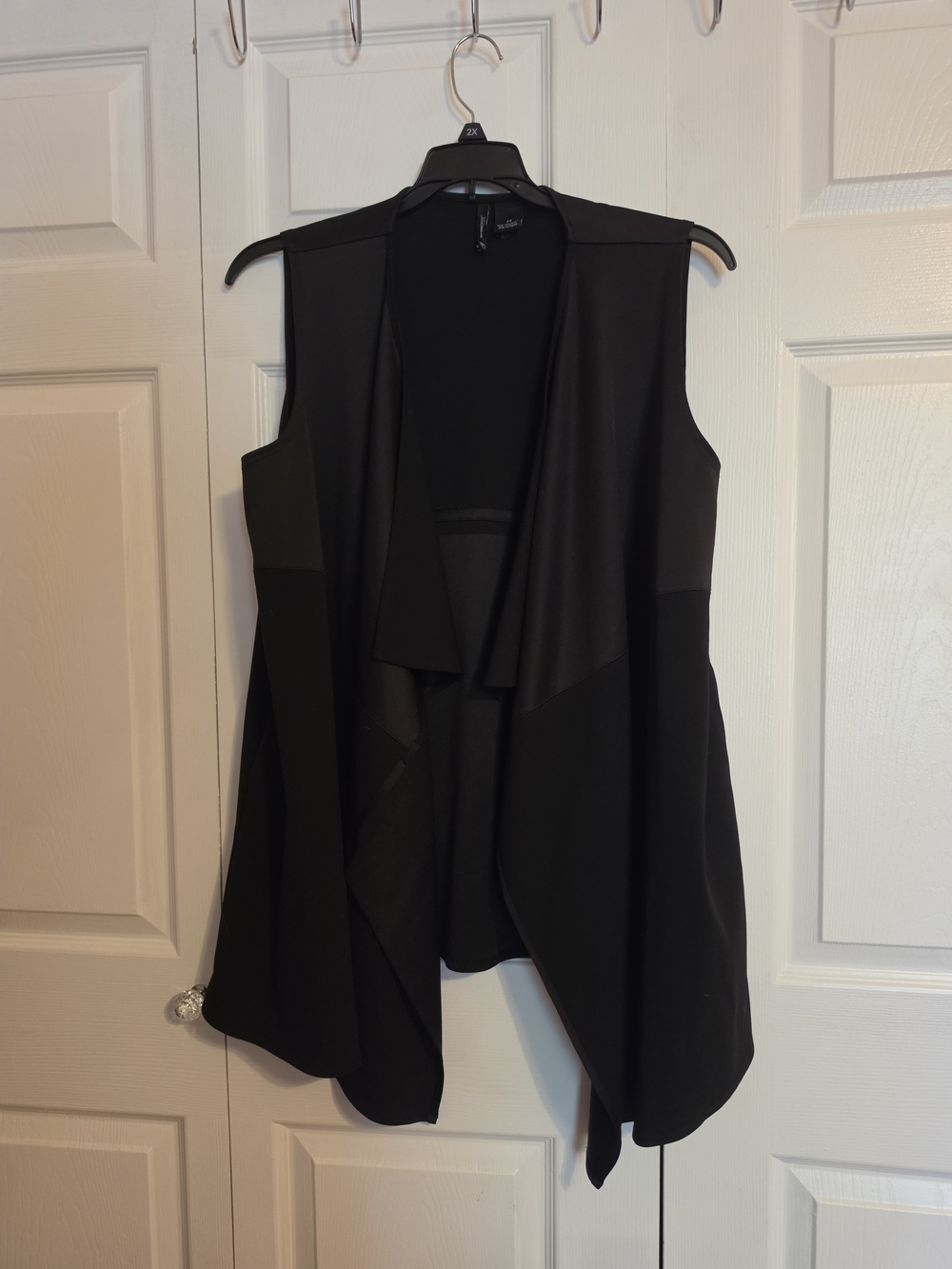 New Directions Black Draped Open-Front Vest